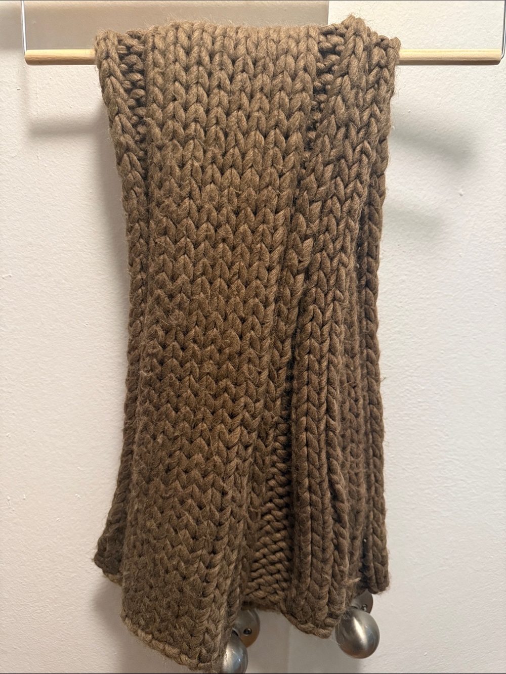 Furla Chunky Braided Knit Scarf in Warm Taupe